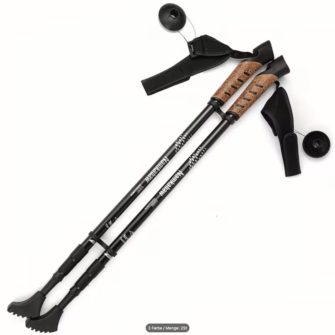 Beispielbild für generisches No-Name-Antishock-Teleskop-Wanderstockset mit Zubehör und Tasche aus dem Online-Versandhandel, kein spezifisches Testmodell