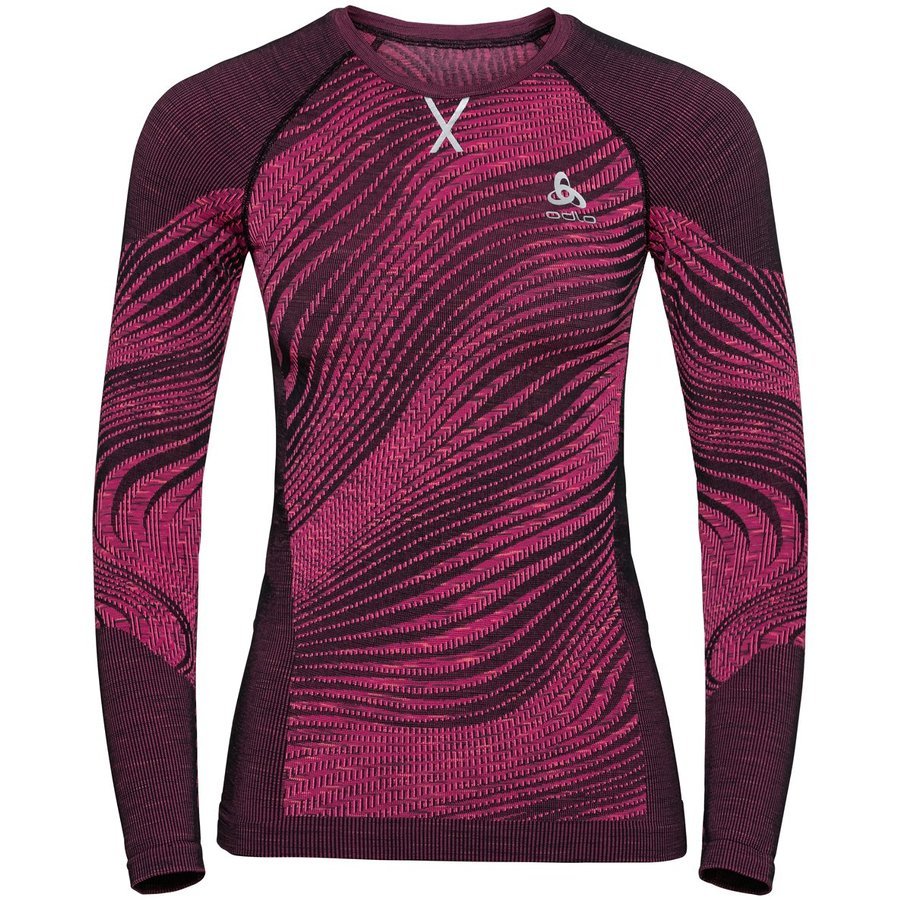Odlo Blackcomb Funktionsshirt für Damen, langärmlig, in Pink-Schwarz